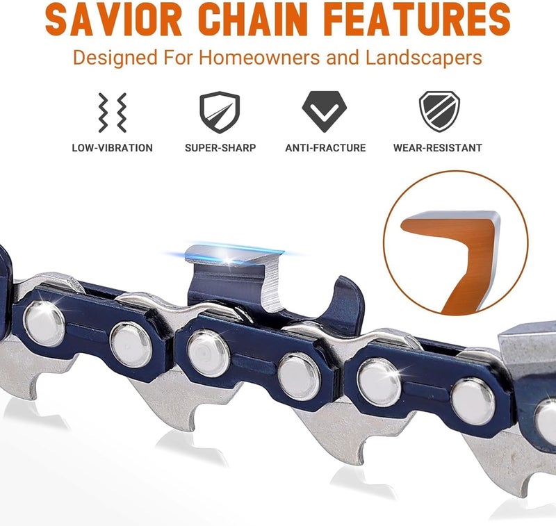 Savior 20 Inch Chainsaw Bar and Chain Combo, 3/8" Pitch .050" Gauge 72 Drive Links for 455 Rancher 460 Rancher Poulan PP5020AV PR5020, Replace for 200SFHK095, 584818, 584271 - Image 3